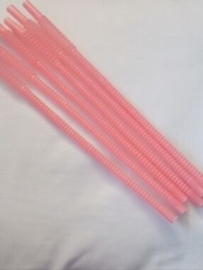 $4 Add-on New Pink Flexible Party Straws - Set Of 6